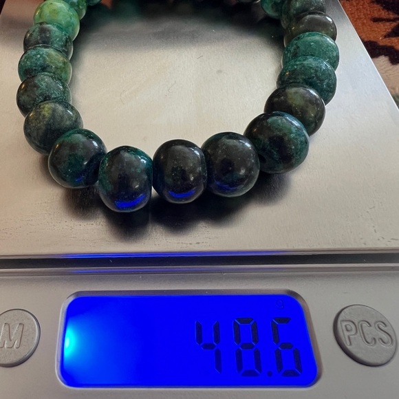 ❤️ Southwestern Heavy Chrysocolla Gemstone Stretch Bracelet 14mm Adjustable - Picture 8 of 9